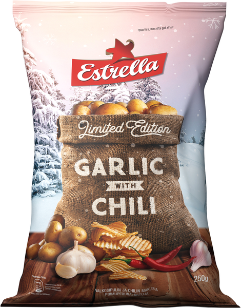 Estrella chips 250g valkosipuli & Chili KRuoka Verkkokauppa