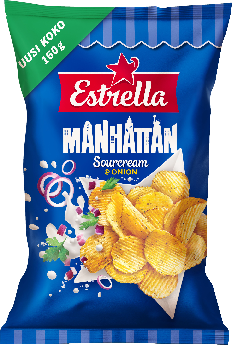 Estrella Manhattan Sourcream & Onion sipsi 160g