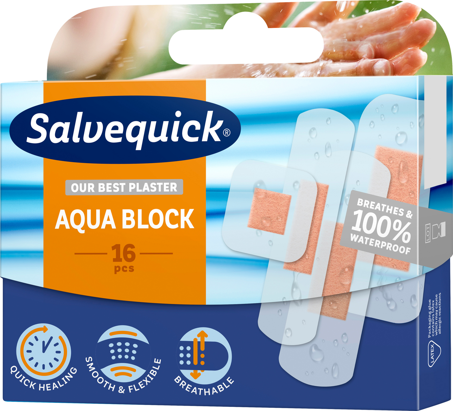 Salvequick laastari 16kpl Aqua Block