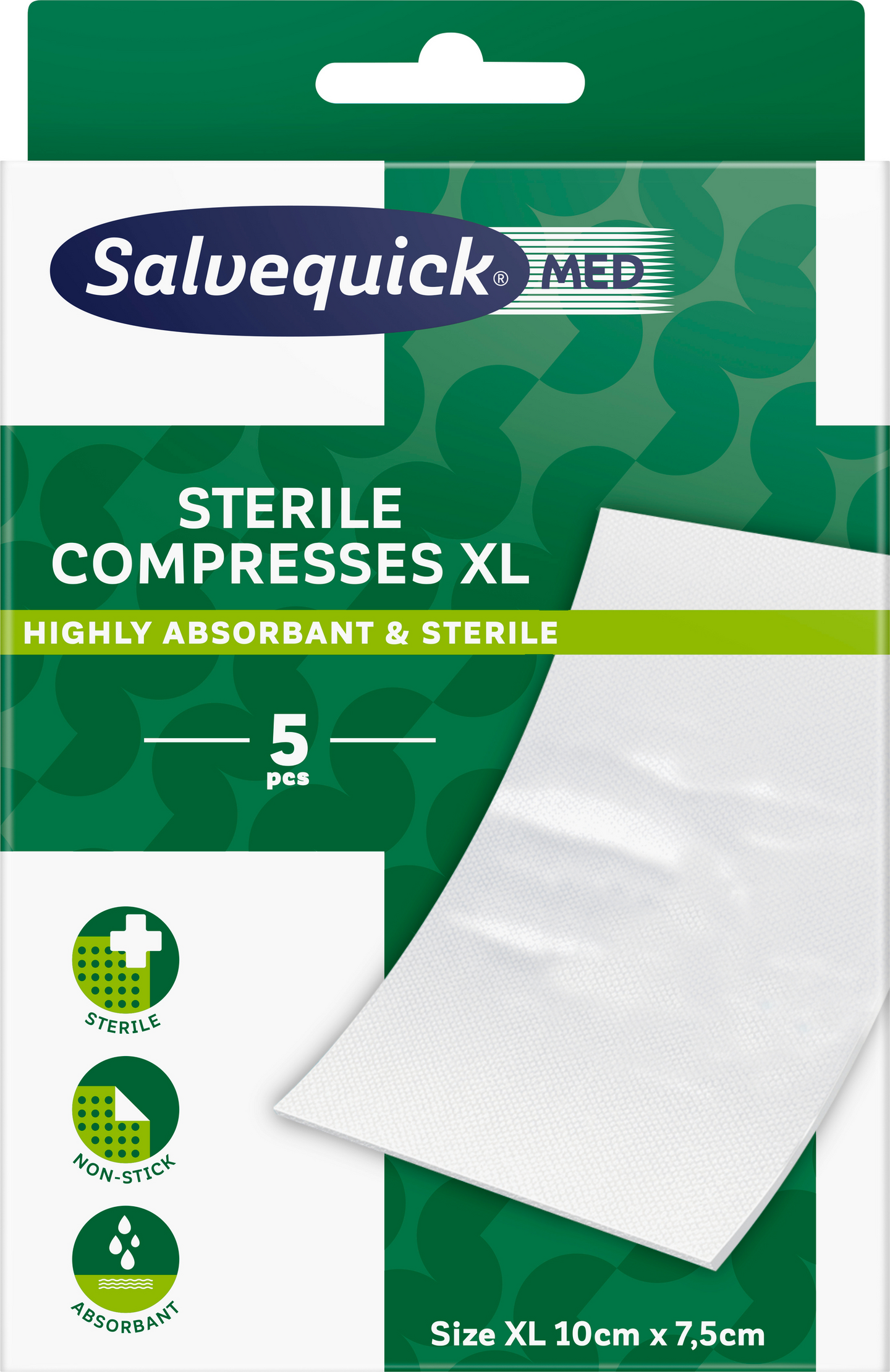 Salvequick MED Sterile Compresses XL steriili, erittäin imukykyinen sidetaitos 5kpl