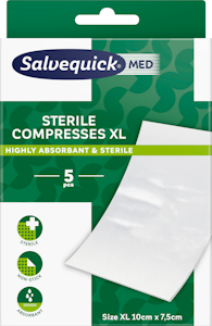 Salvequick MED Sterile Compresses XL steriili, erittäin imukykyinen sidetaitos 5kpl