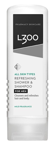 L300 for men kosteuttava suihkusaippua ja shampoo 250ml Refreshing Shower & Shampoo mild fragrance