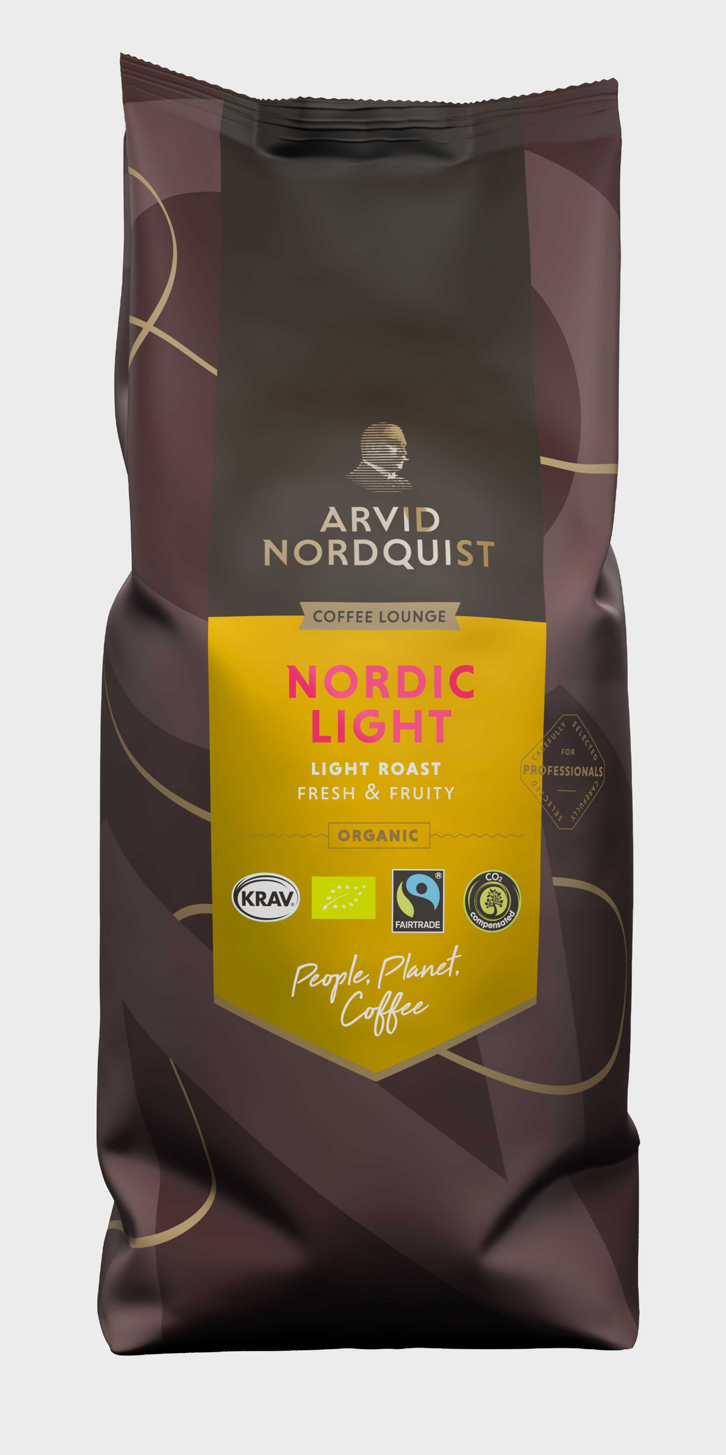 Arvid Nordquist Nordic Light vaaleapaahtoinen kahvipapu 1000g luomu Reilu kauppa