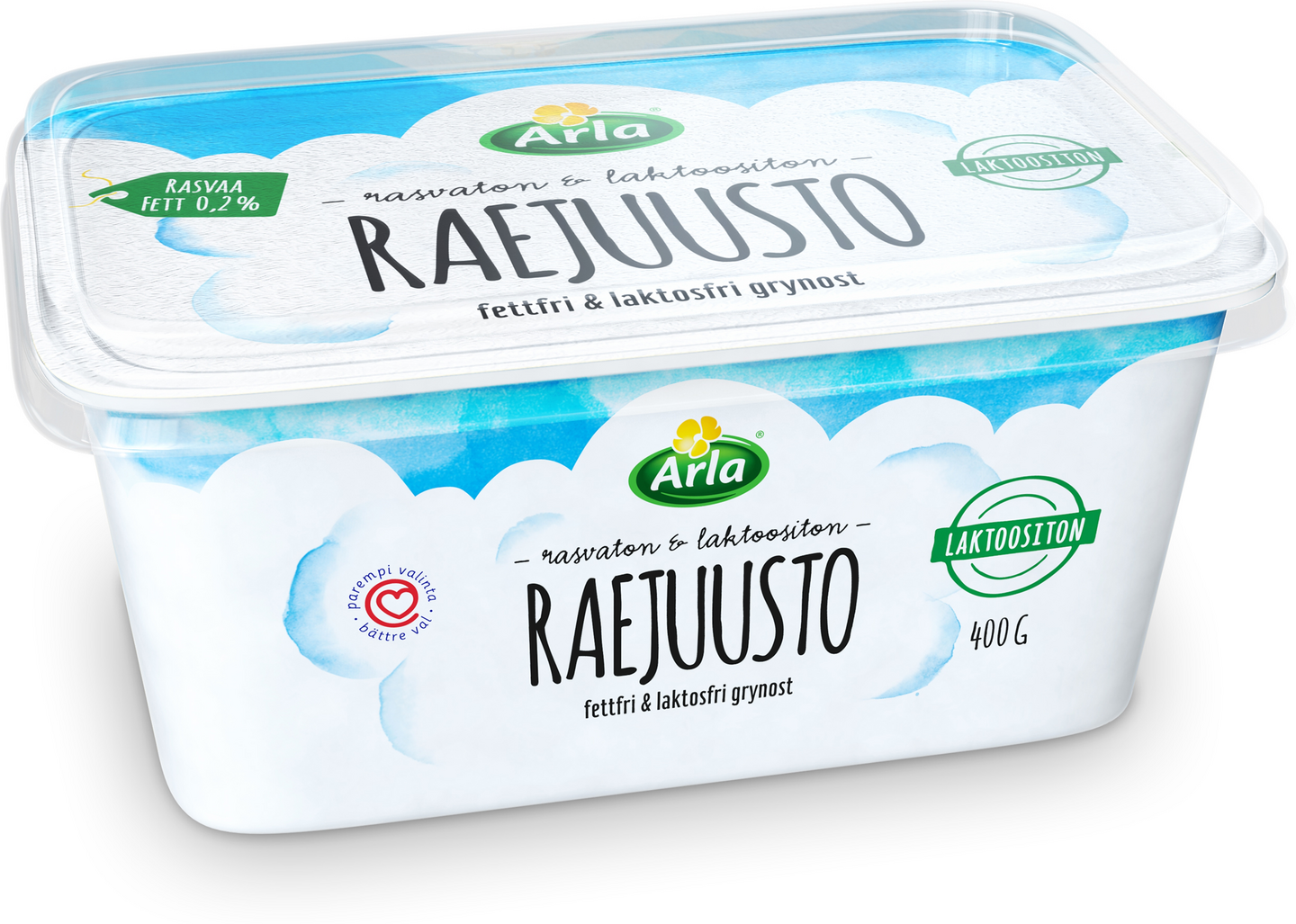 Arla laktoositon ja rasvaton raejuusto 400g