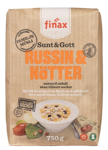 Finax Sunt & Gott - Russin & Nötter naturell müsli 750 g
