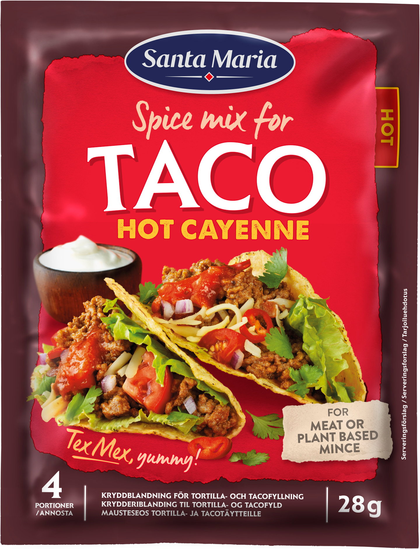 Santa Maria Taco Spice Mix Hot Cayenne tulinen mausteseos 28g