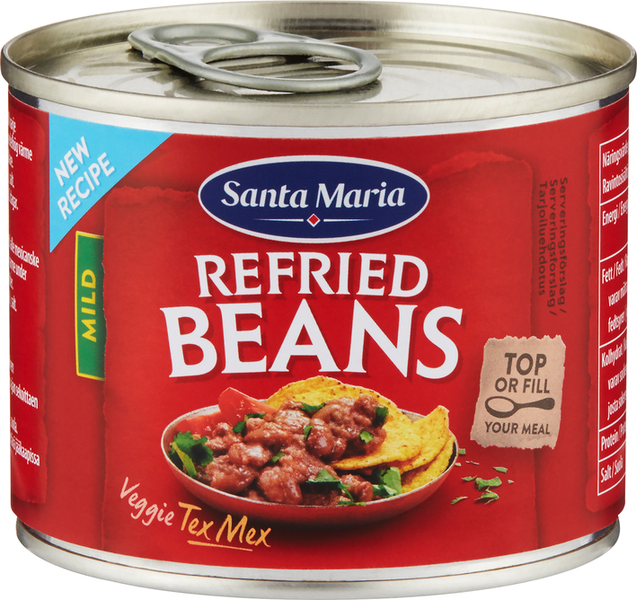 Santa Maria Refried Beans, keitettyjä pinto-papuja 215g