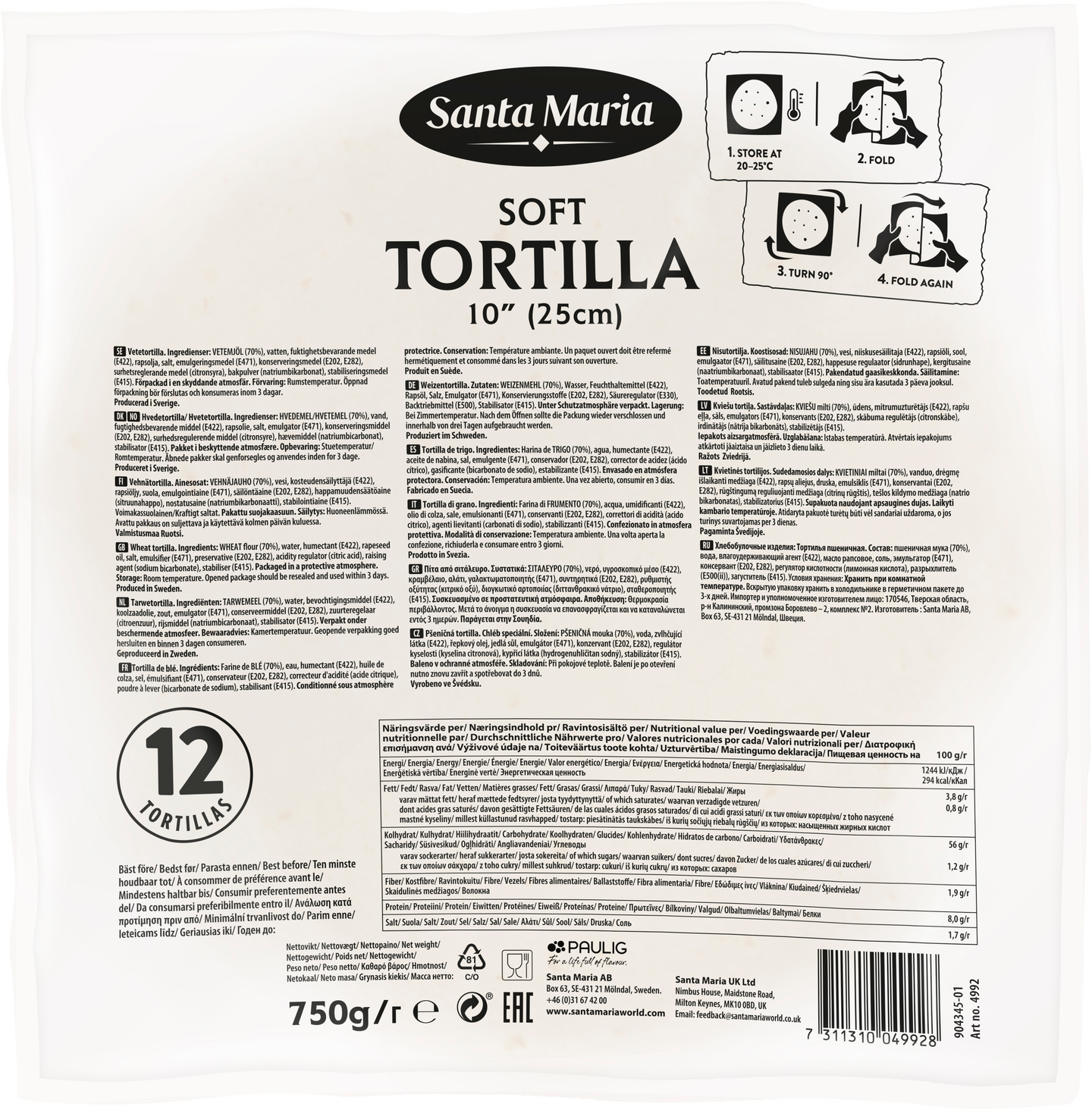 Santa Maria Soft Tortilla 10 12kpl