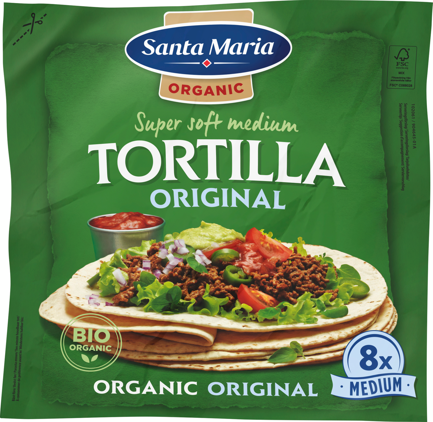 Santa Maria Tortilla Original Medium Vehnätortilla Luomu 8 kpl 320 g