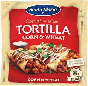 Santa Maria Tortilla Corn & Wheat Medium 8 kpl, 336g