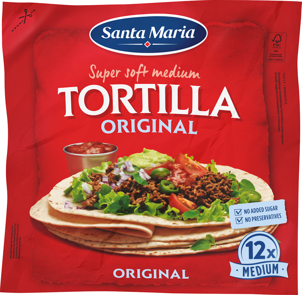 Santa Maria Tortilla Original Medium vehnätortilla 12 kpl 480g - HoReCa ...