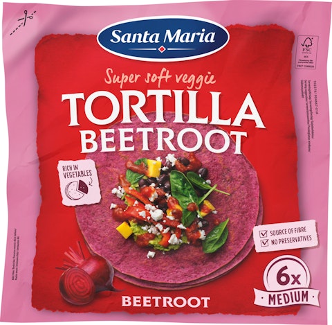 Santa Maria 240g Tex Mex Tortilla Beetroot Medium  (6-pack)