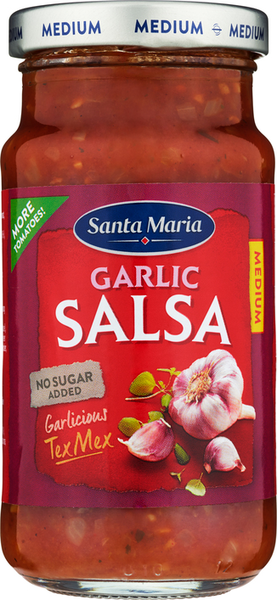 Santa Maria Garlic Salsa Medium valkosipulilla maustettu salsakastike 230g