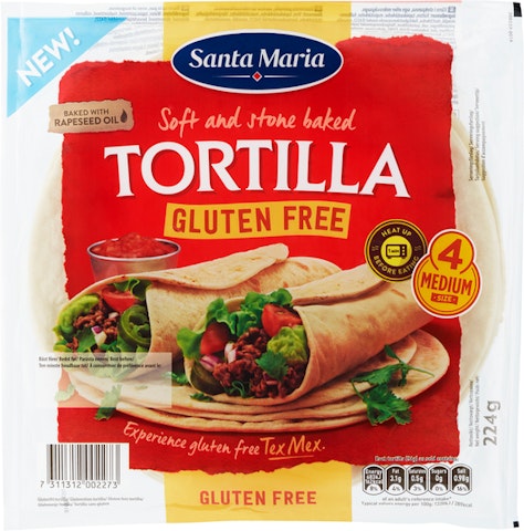 Santa Maria Gluteeniton Tortilla 4 kpl 224g