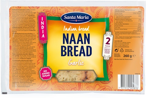 SM India Naan Bread 260g Garlic