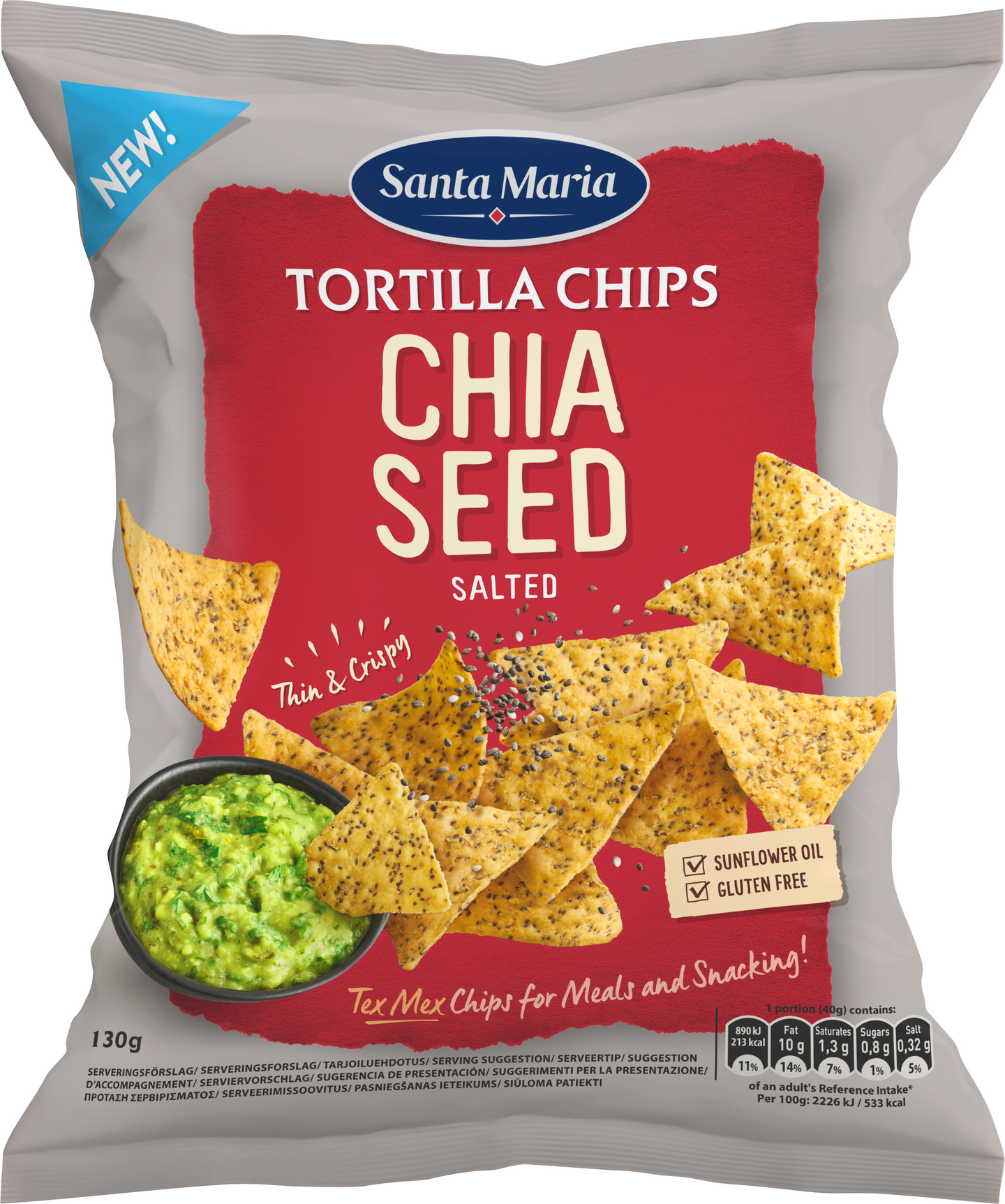 Santa Maria Tortilla Chips 130g Chia Seed