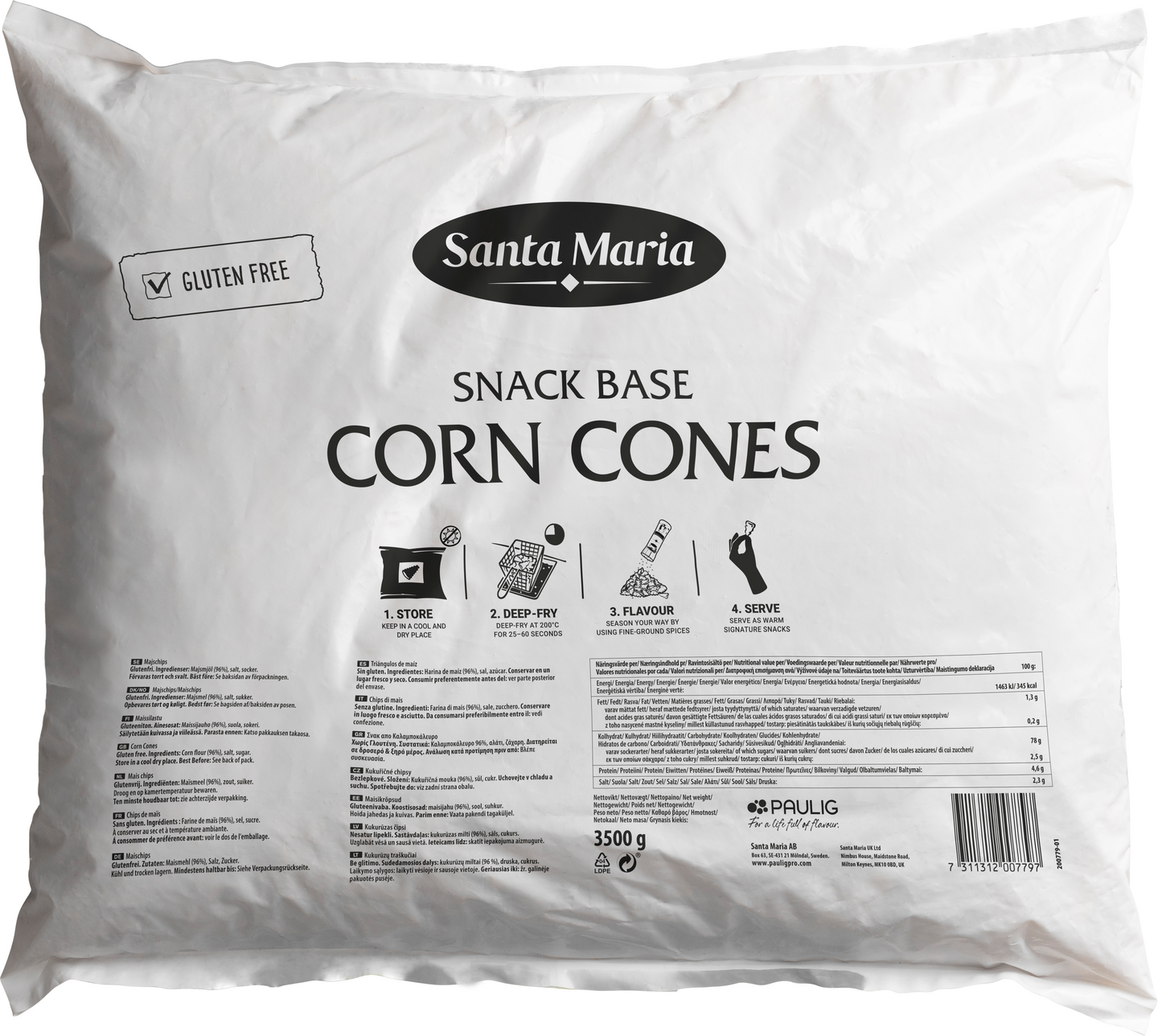 Santa Maria snack base corn cones 3,5kg