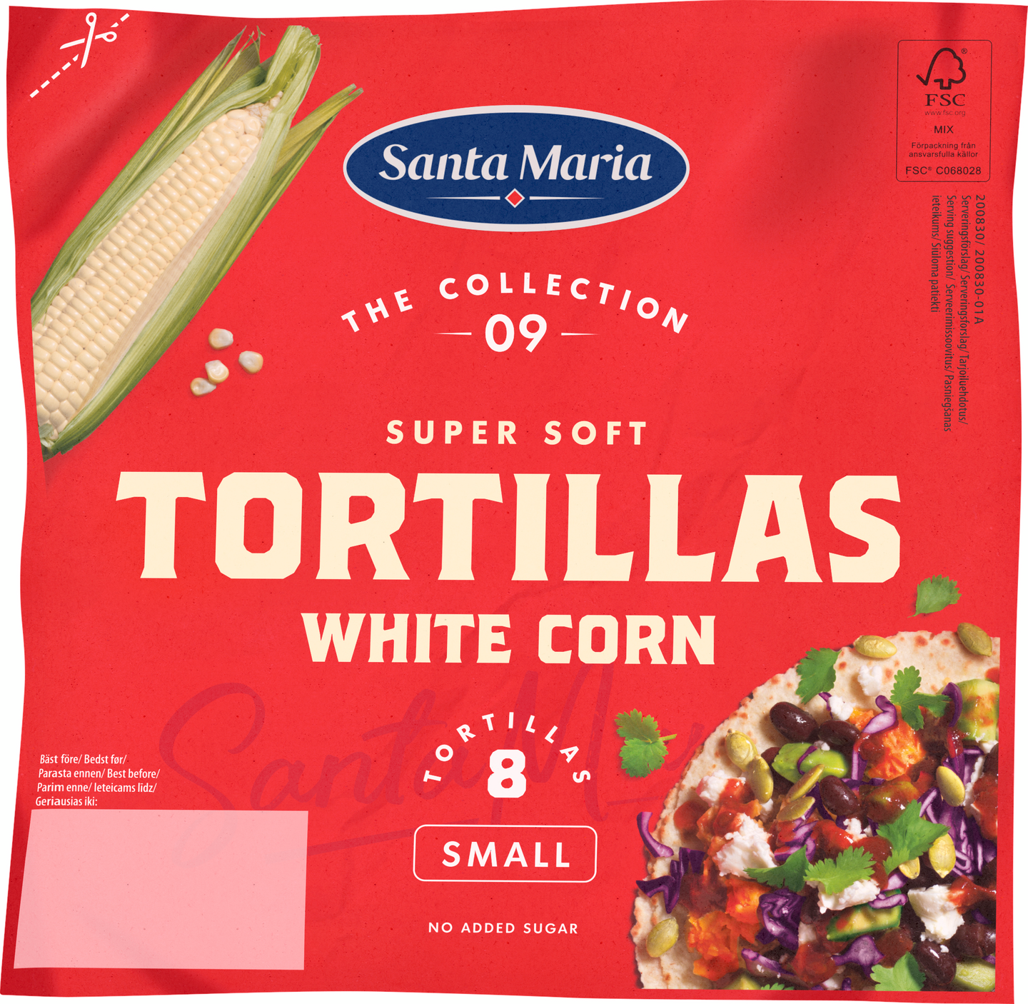 Santa Maria White Corn Tortilla Small 8kpl 208g