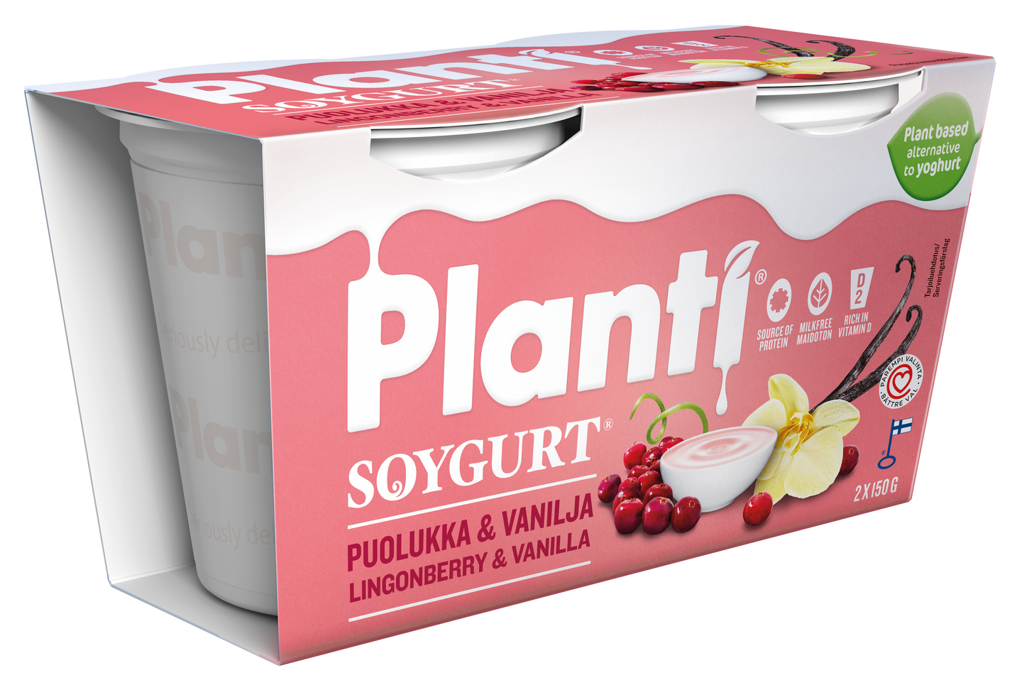 Planti soygurt 2X150g puolukka-vanilja