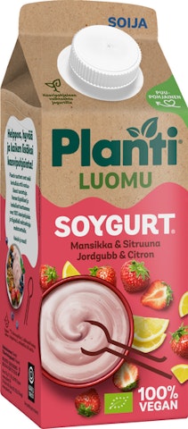 Planti soygurt 750g mansikka-sirtuuna luomu