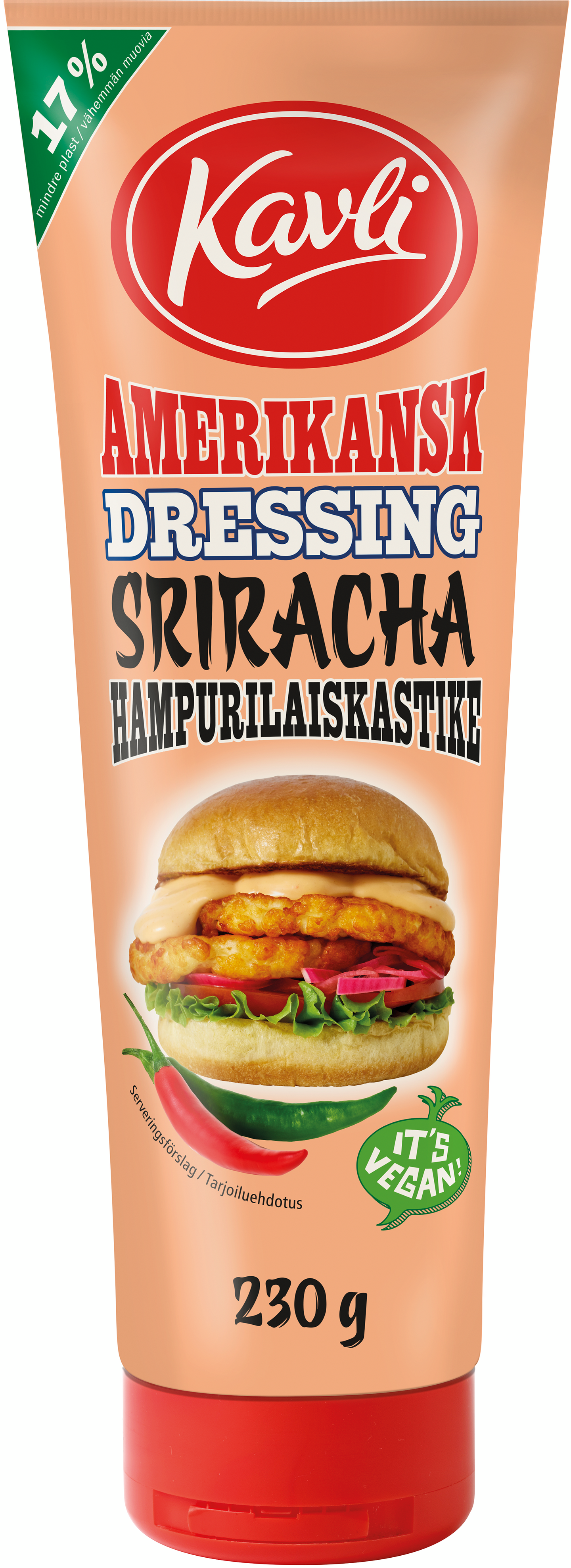 Kavli Hampurilaiskastike 230g Sriracha Vege