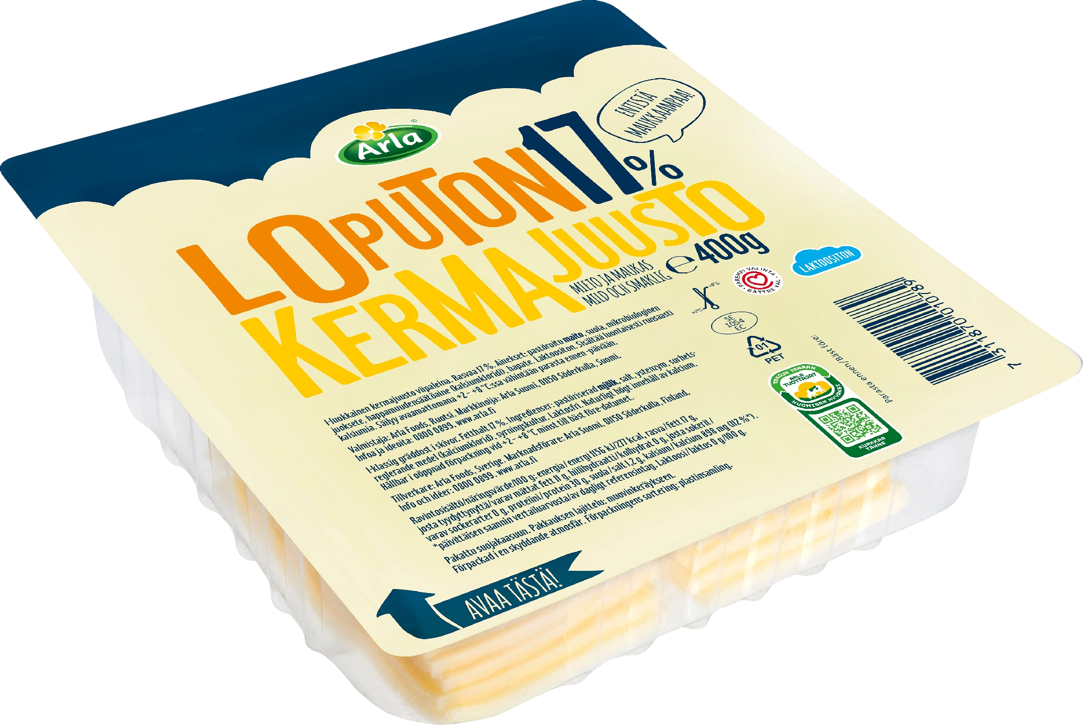 Arla Loputon kermajuusto 400g 17% viipale