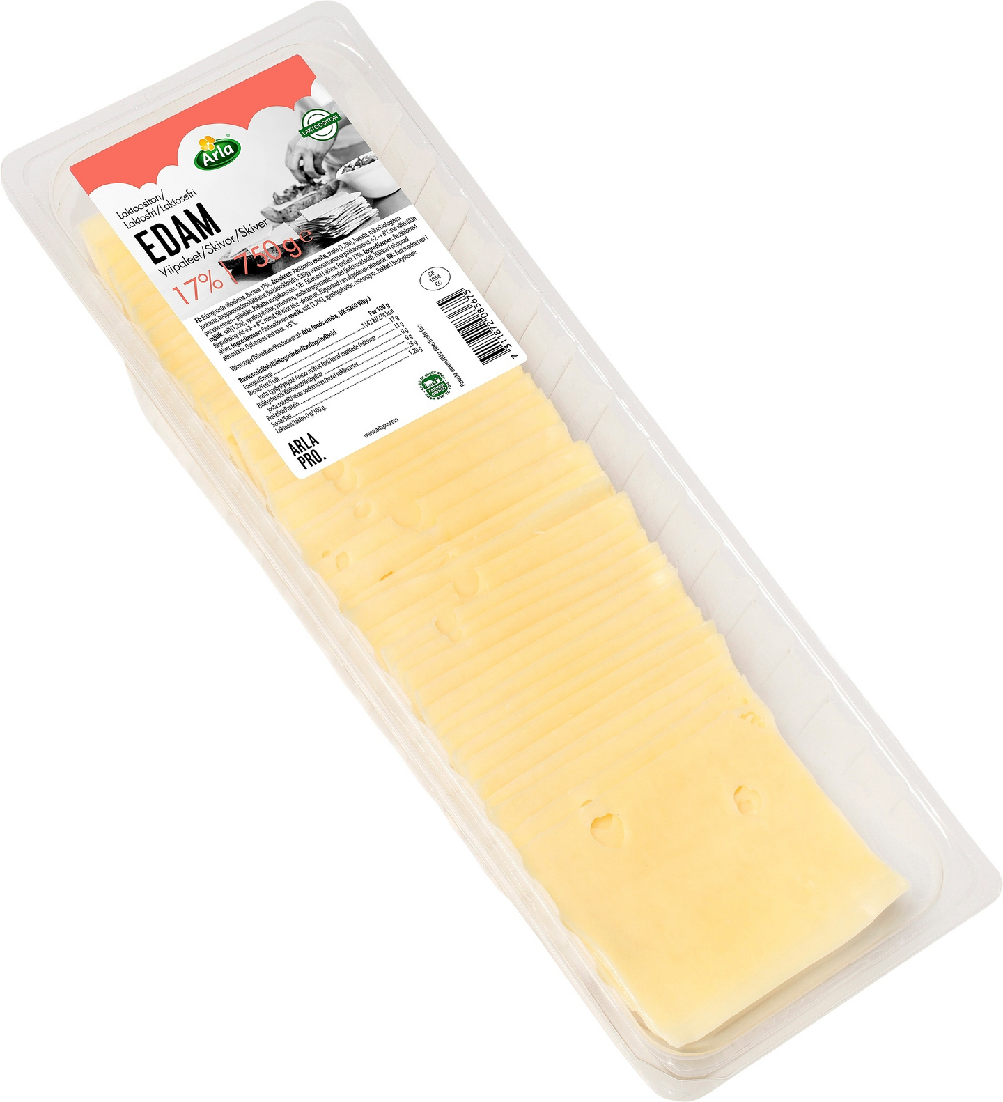 Arla Pro Edam juustoviipaleet 17% 50x15g 750g laktoositon