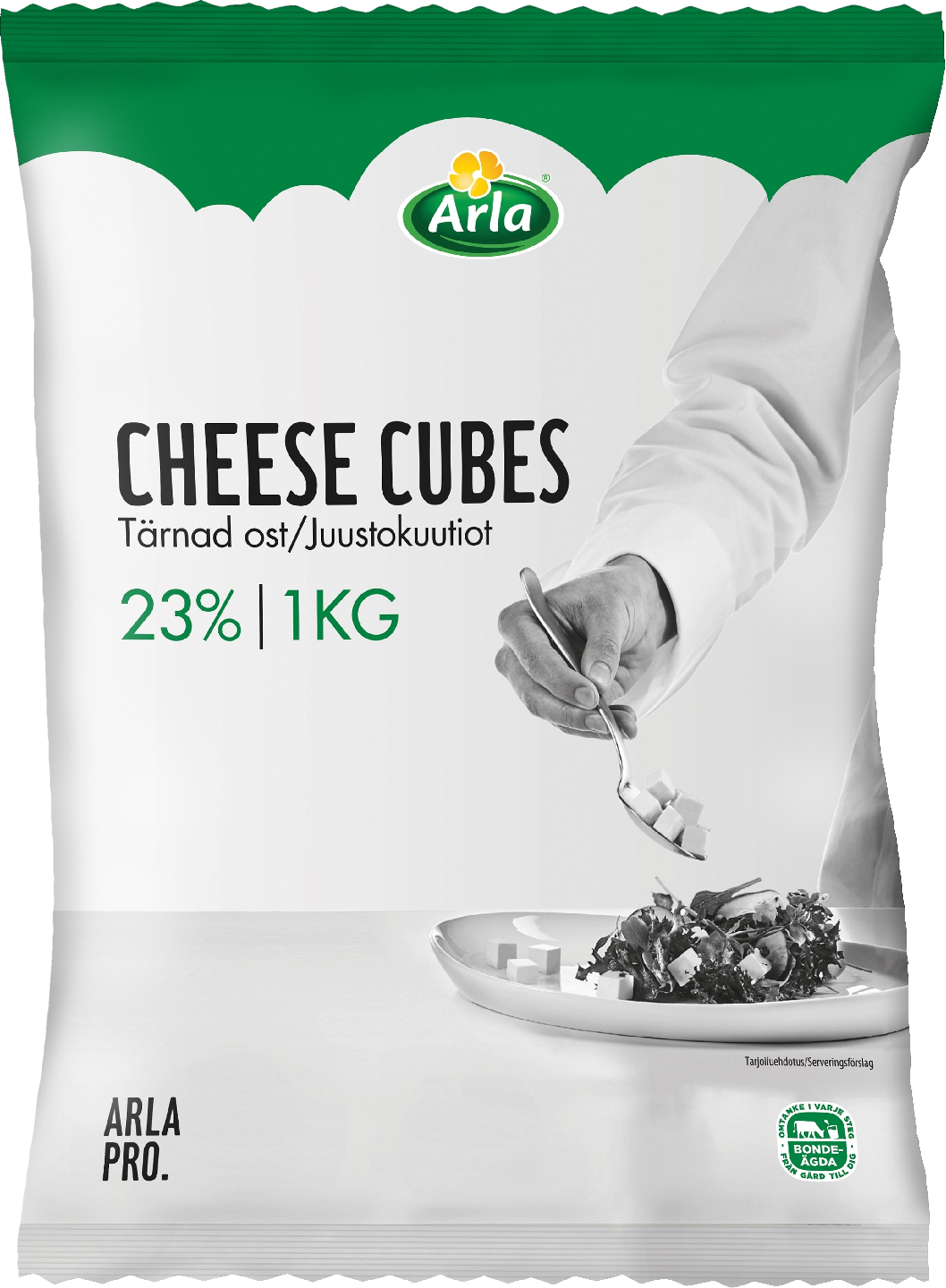 Arla Pro juustokuutiot 23% 1kg — HoReCa-tukku Kespro