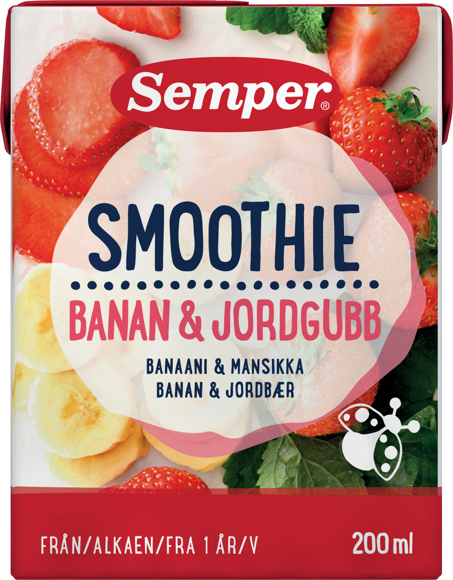 Semper Smoothie banaani ja mansikka 200ml alk 1v lastenruoka