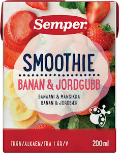 Semper Smoothie banaani ja mansikka 200ml alk 1v lastenruoka