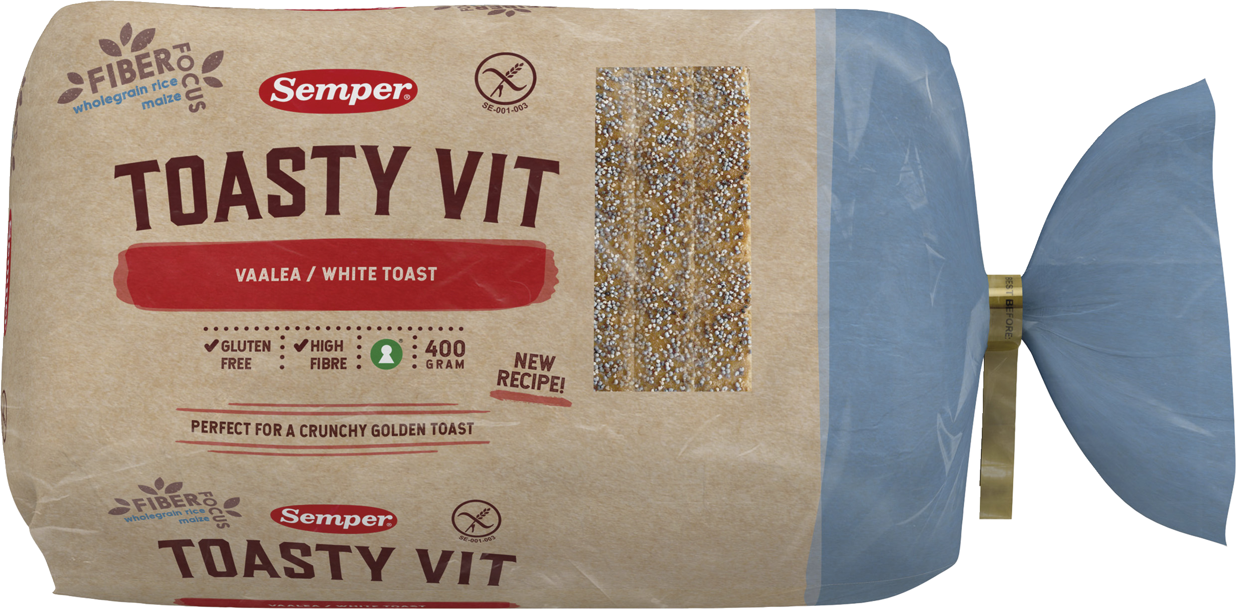 Semper Toasty Vaalea 400g gluteeniton leipä