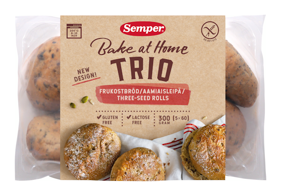Semper Trio aamiaisleipä 5 x 60g gluteeniton
