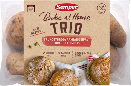 Semper Trio aamiaisleipä 5 x 60g gluteeniton