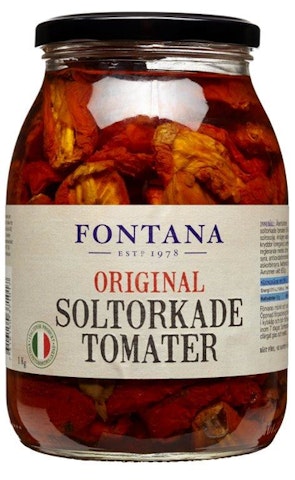 Fontana aurinkokuivattuja tomaatteja 1kg/0,65kg naturell