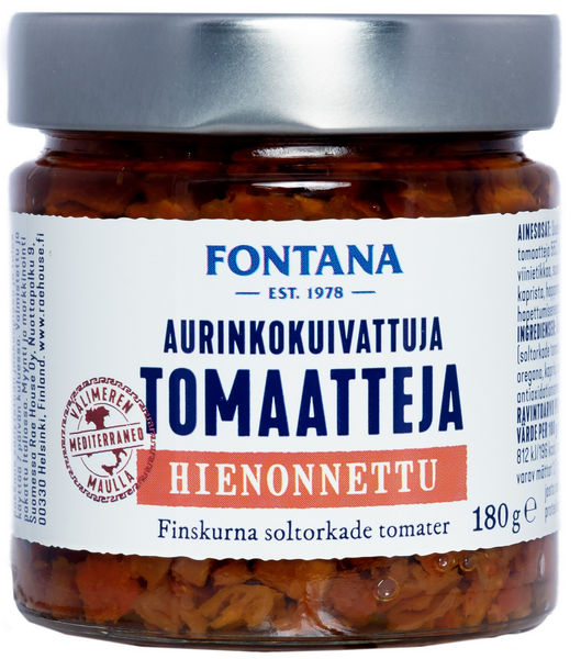 Fontana Aurinkokuivattu tomaatti Hienonnettu 180g/100g