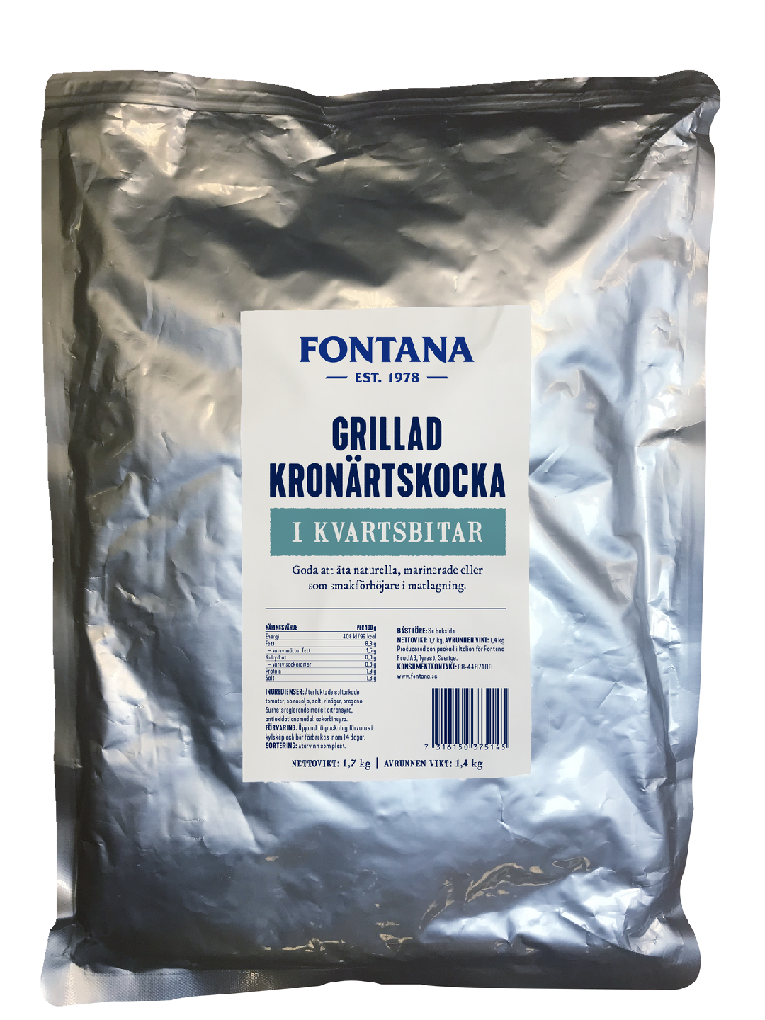 Fontana grillattu artisokkapala 1,7kg/1,4kg pussi