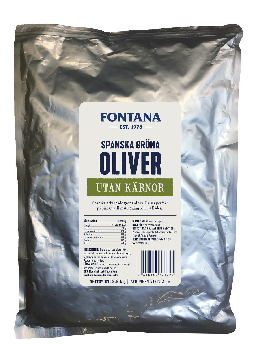 Fontana oliivi vihreä kivetön 3,8kg/2kg pussi