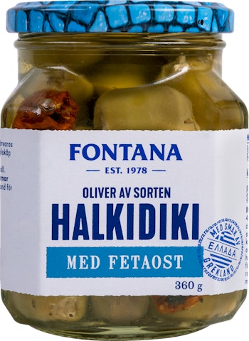 Fontana Halkidiki Oliivit Fetalla ja Aurinkokuivatulla Tomaatilla 380g/210g
