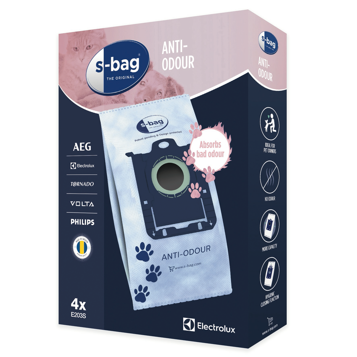 Electrolux S-bag Anti-Odour E203S pölypussit 4 kpl