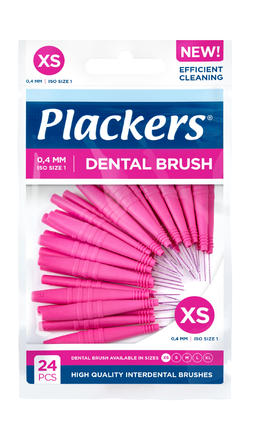 Plackers Dental Brush Hammasväliharja XS 0,4mm 24kpl pinkki