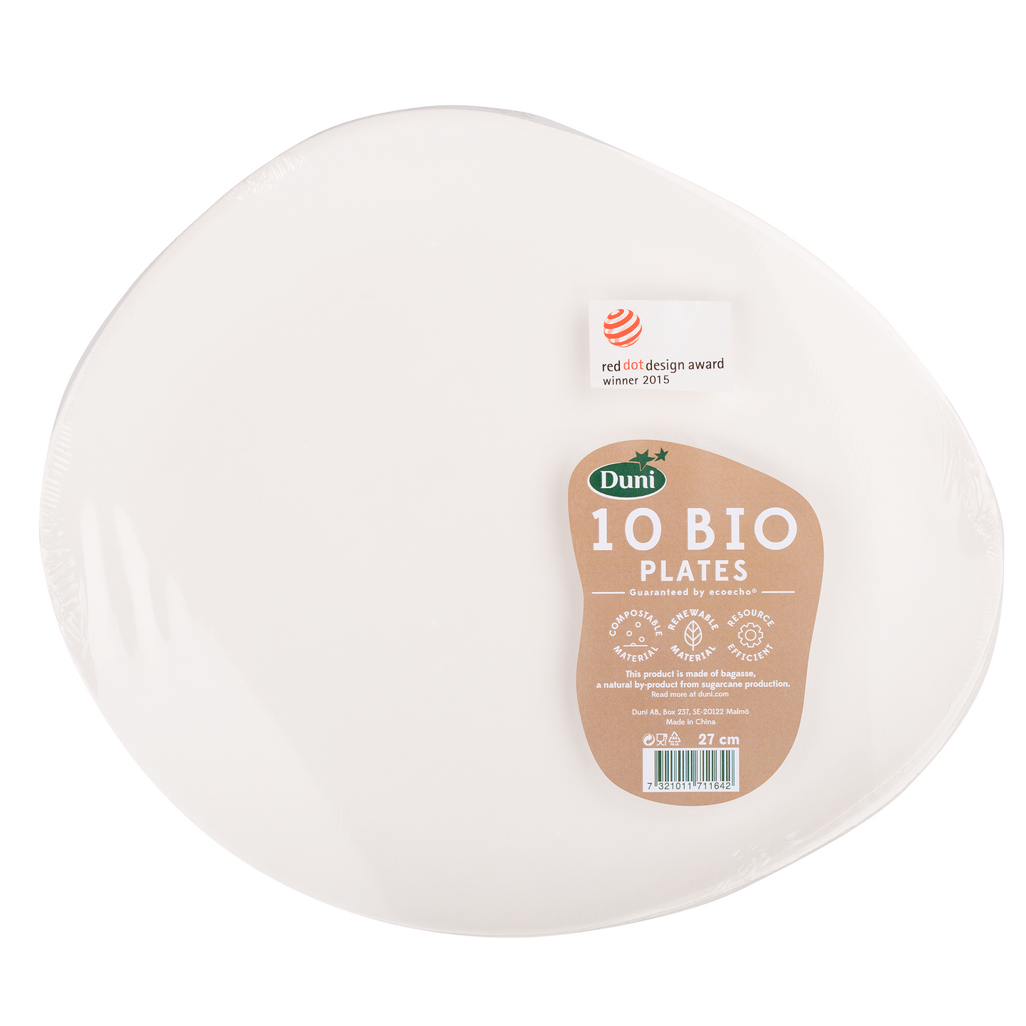 Duni bagassilautanen 27cm 10kpl valkoinen