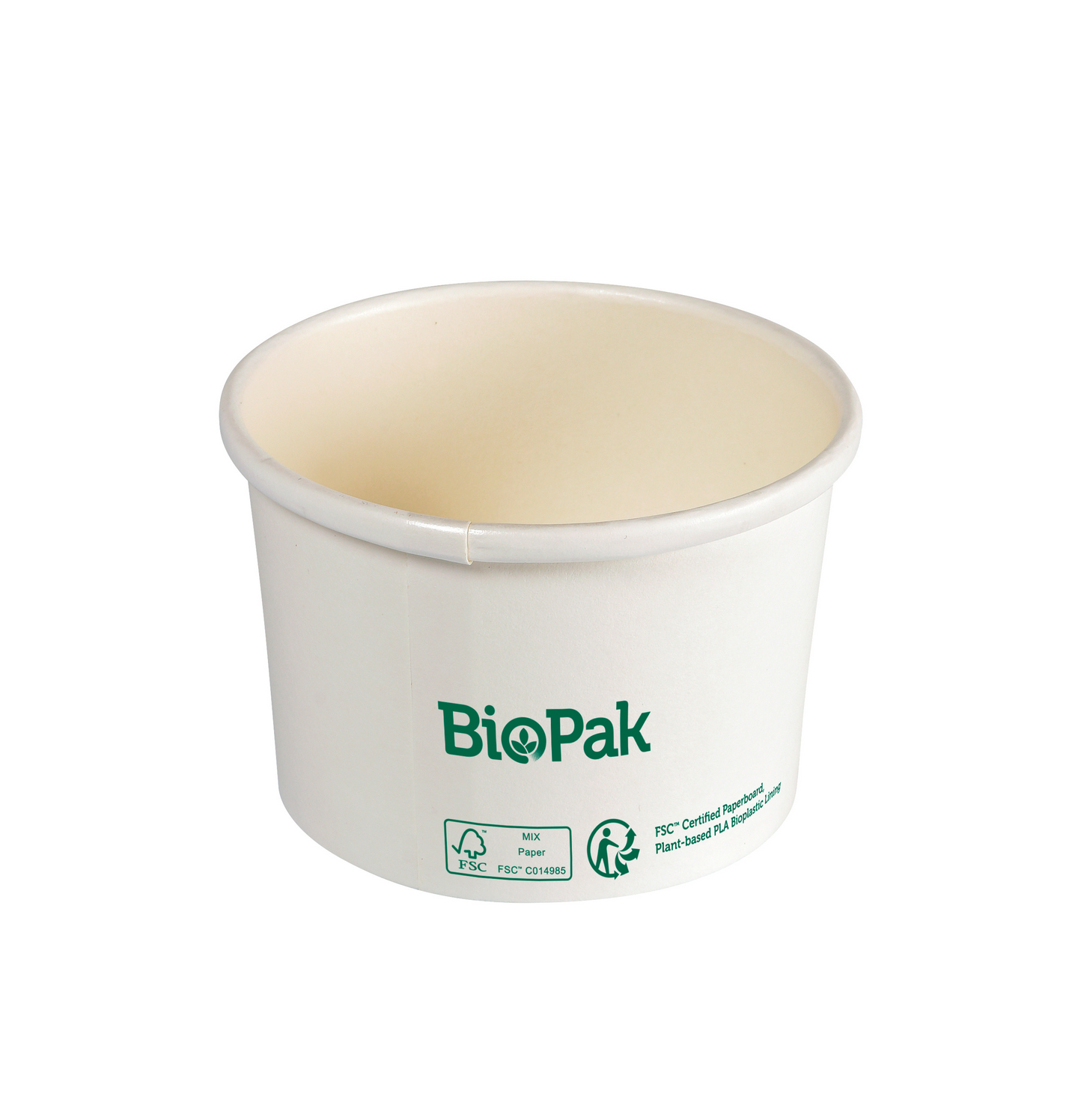 Biopak Ronda Short kulho valkoinen 240ml Ø90mm, korkeus 60mm 25kpl