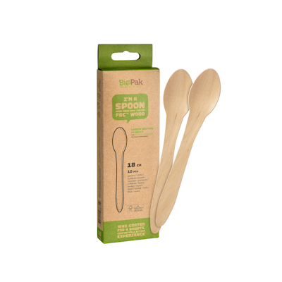 Biopak Grand vahattu puulusikka 18cm 10kpl