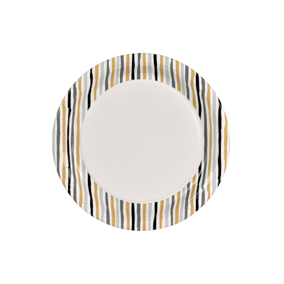 Duni kartonkilautanen 10kpl 22cm Stripes musta-kulta