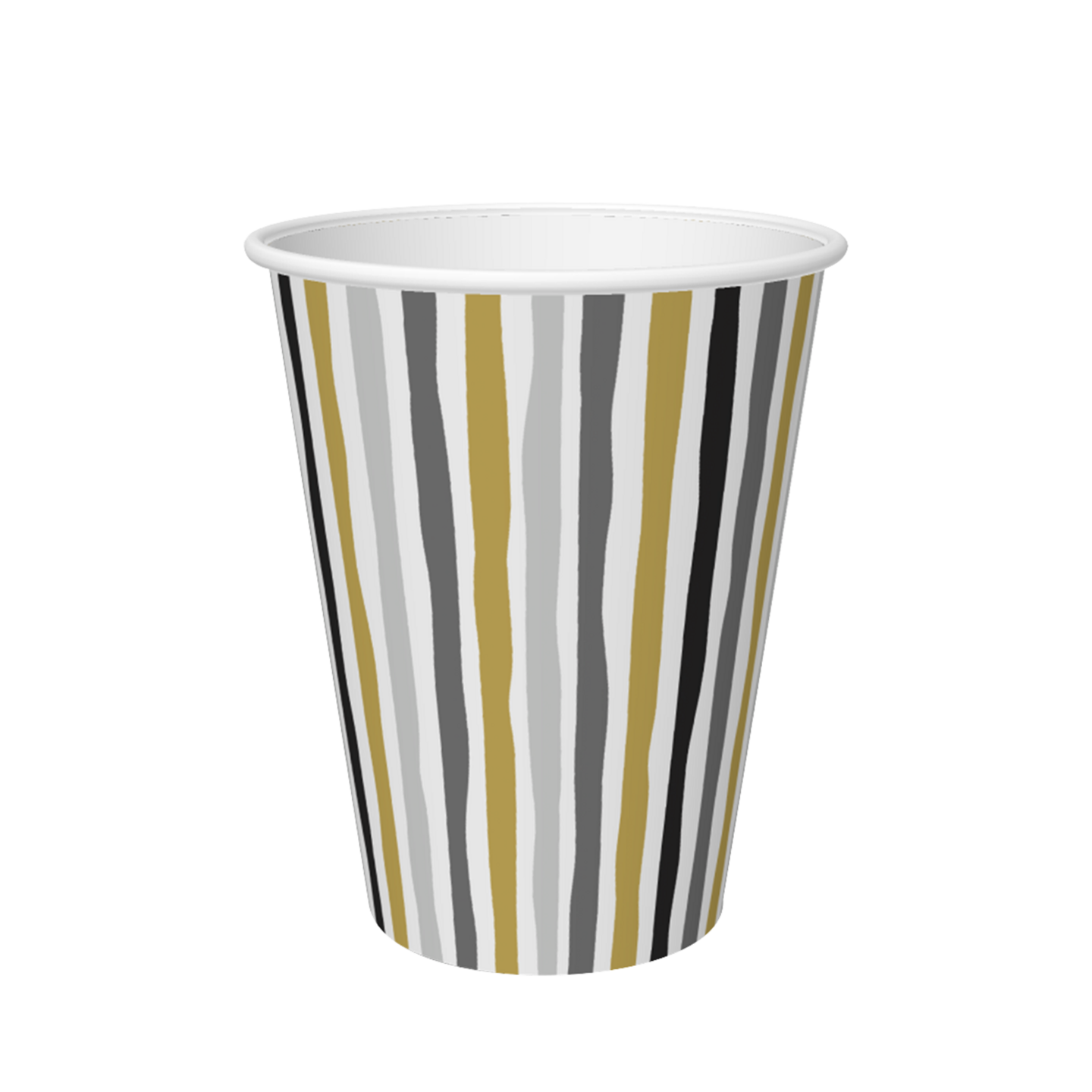 Duni kartonkikuppi 240ml 10kpl Stripes musta-kulta