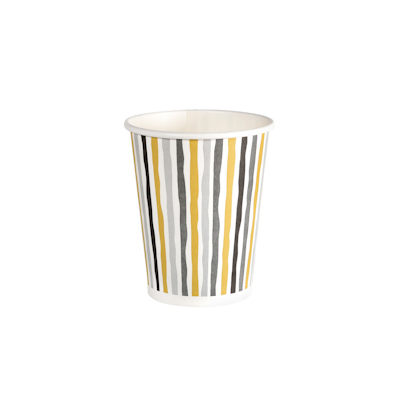Duni kartonkikuppi 240ml 10kpl Stripes musta-kulta