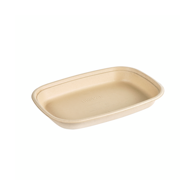 Biopak Cube Large Rectangular kulho ruskea bagassia pinnoitettu 249x172x30mm 800ml 40kpl