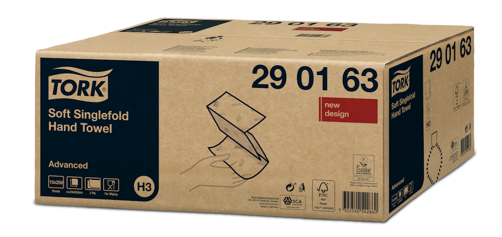 ZITO TEER - Handdoek Tork H3 c-vouw 290281 soft groen 31x25cm doos 2560 vel (290280