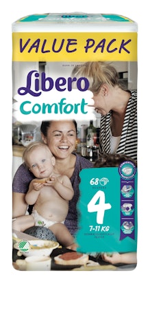 Libero Comfort teippivaippa koko 4 (7-11 kg) 68 kpl Value Pack