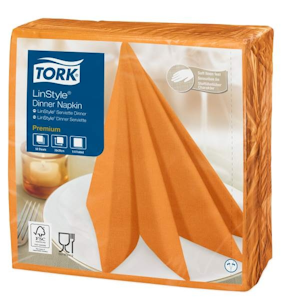 Tork Linstyle Dinner-lautasliina oranssi 50kpl/39cm 1/4taitto